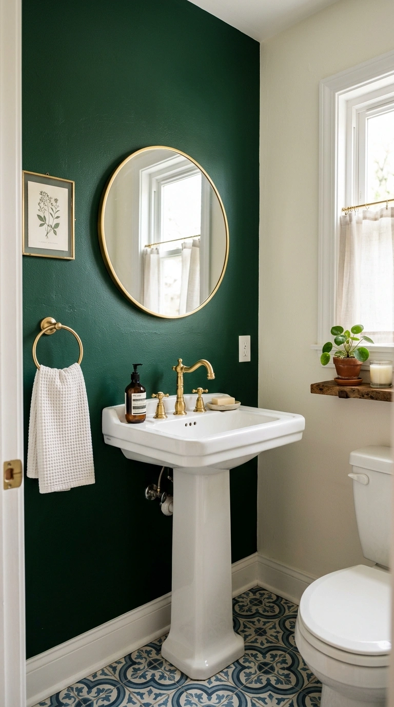 022 22 Bold Accent Wall A small powder room with one d
