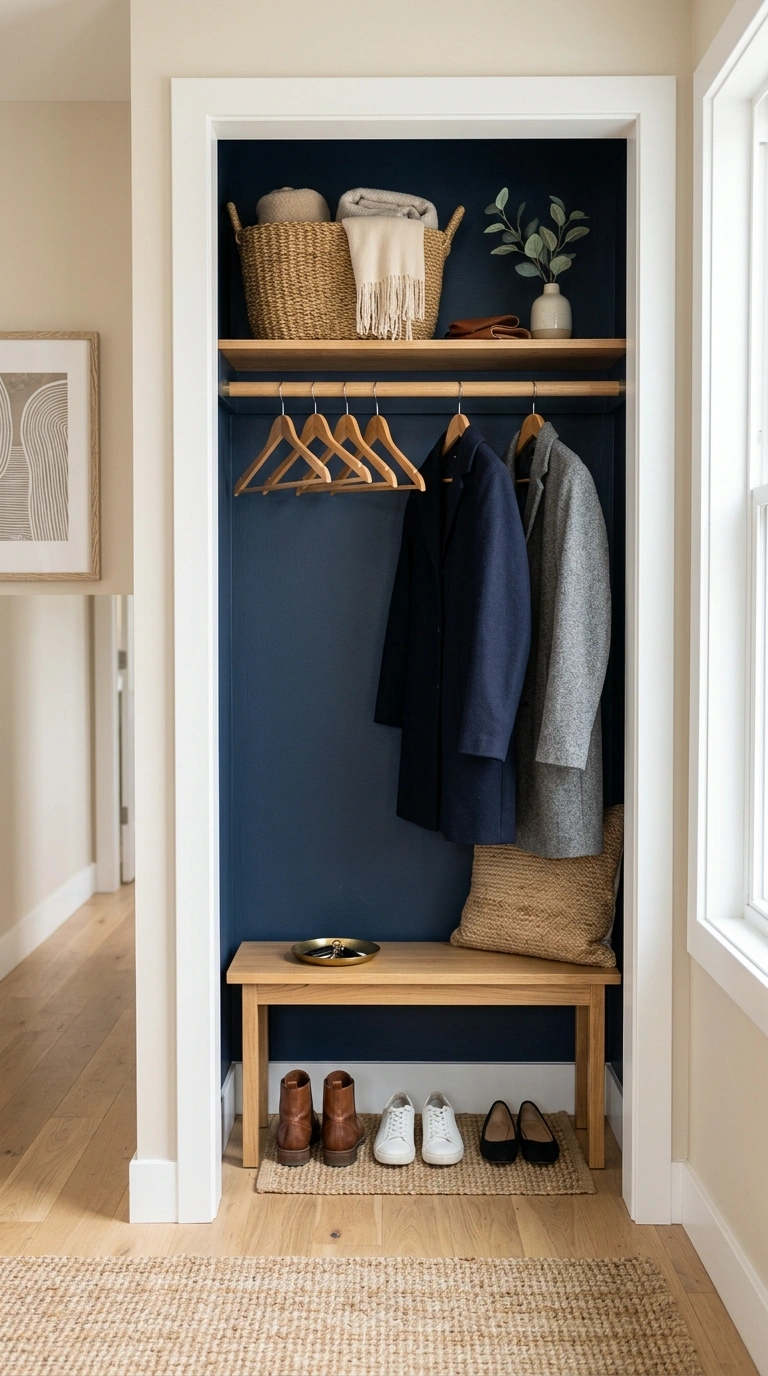 23+ Stunning Entryway Decor Ideas To Try Now 23 022 Open Closet Nook A shallow open coat closet with t