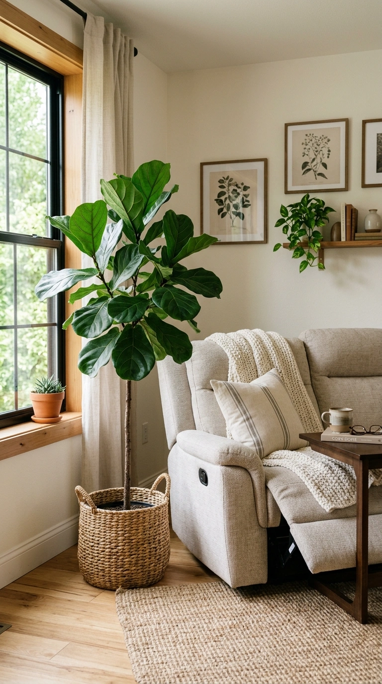 022 Reclining Sofa Plant Corner A living room corner w