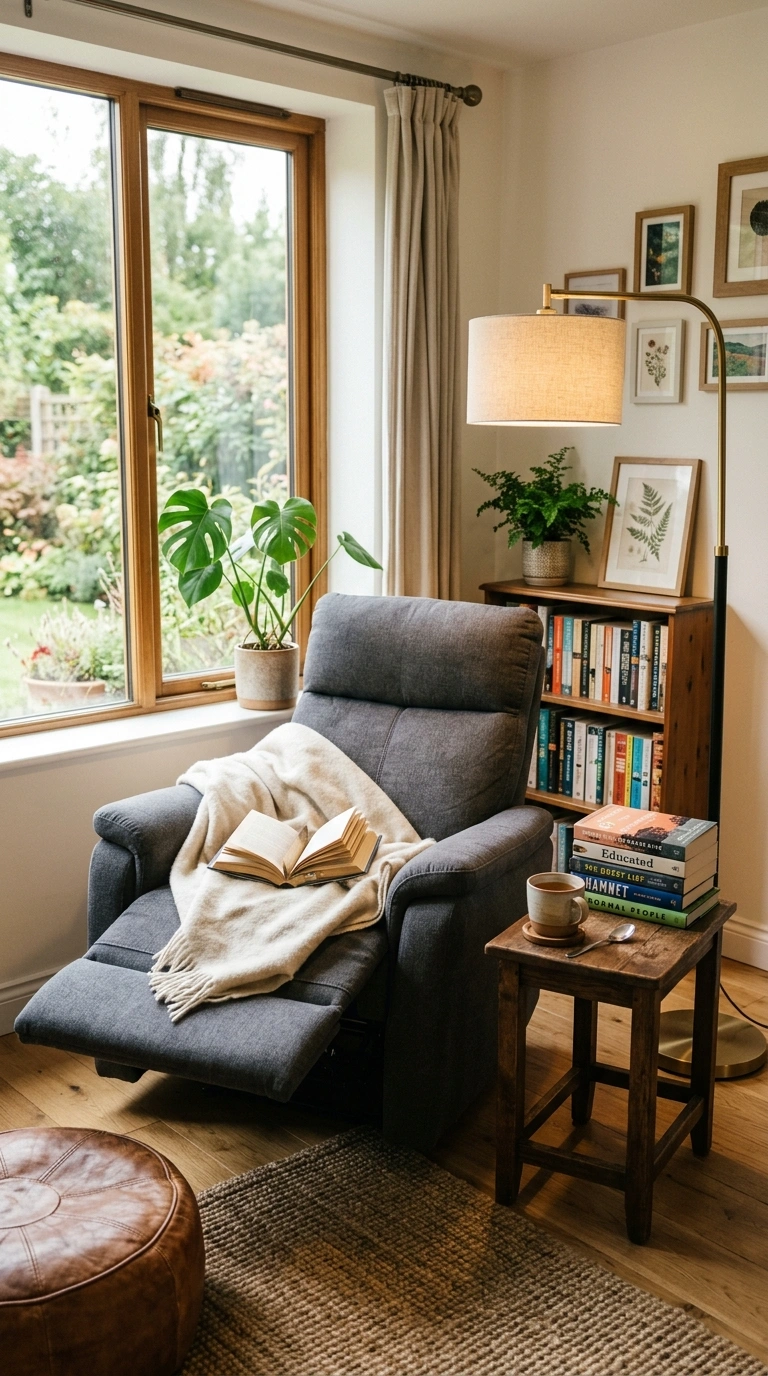 024 Reclining Sofa Reading Corner A living room readin