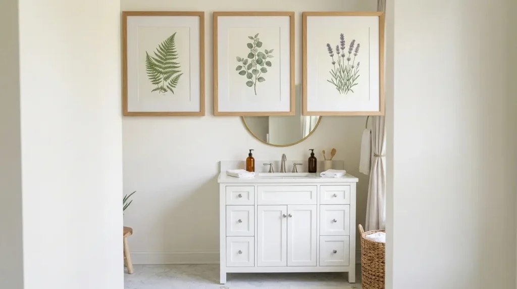 Botanical prints above bathroom … 20260927225613