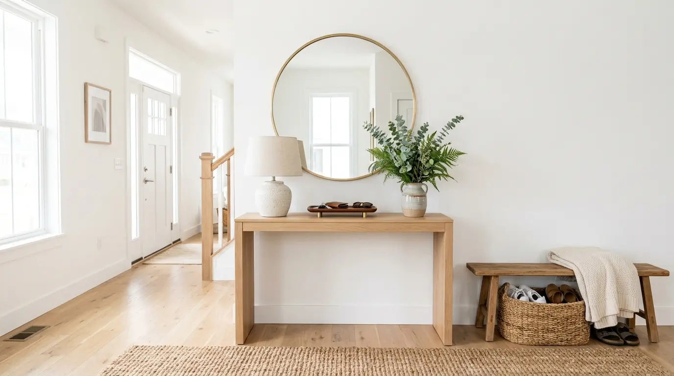 18 Jaw-Dropping Entryway Mirror Ideas You'll Love 1 Entryway with mirror and console 20260919205244