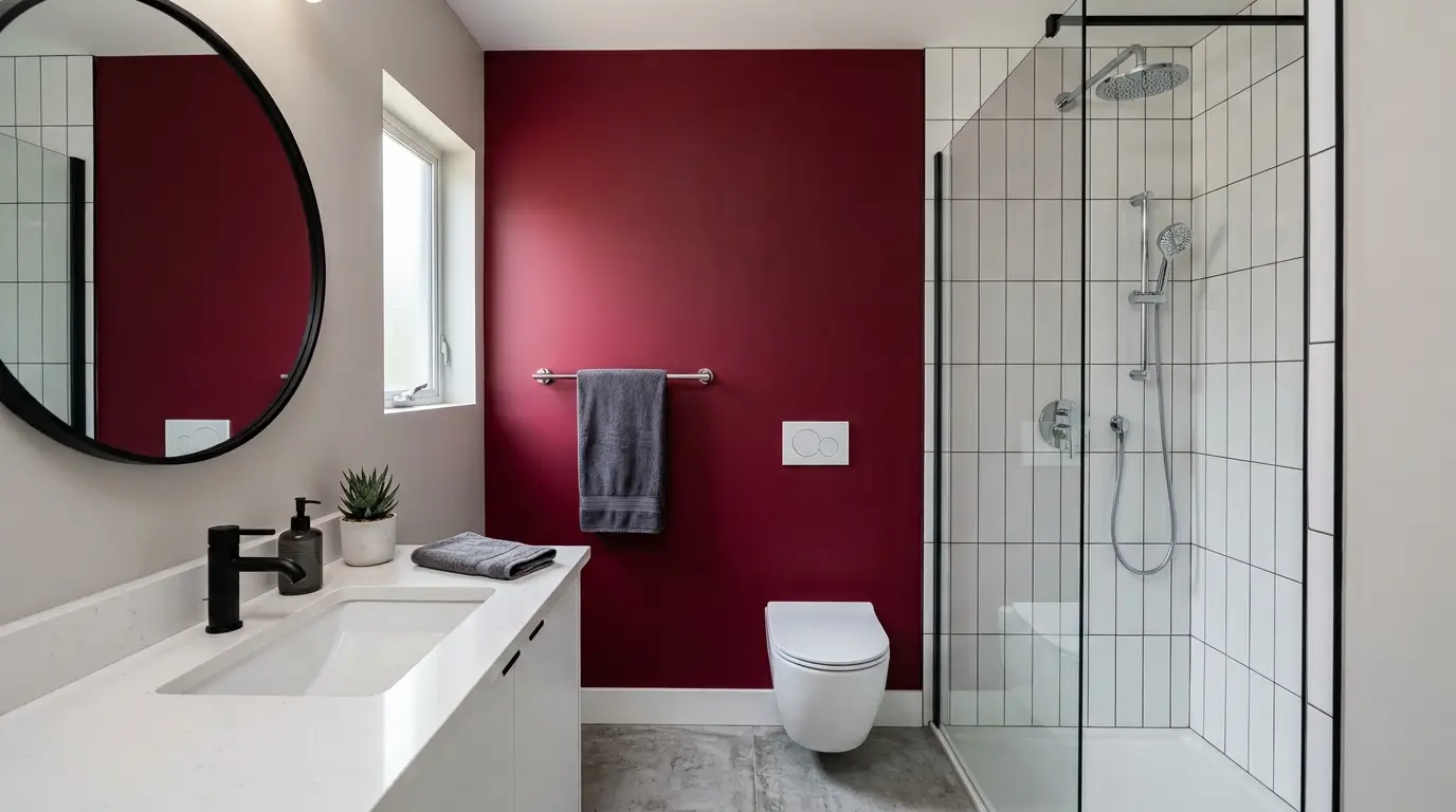 21 Bathroom Wall Decor Ideas for Black, Red & Chrome Themes + Smart Shower Storage 1