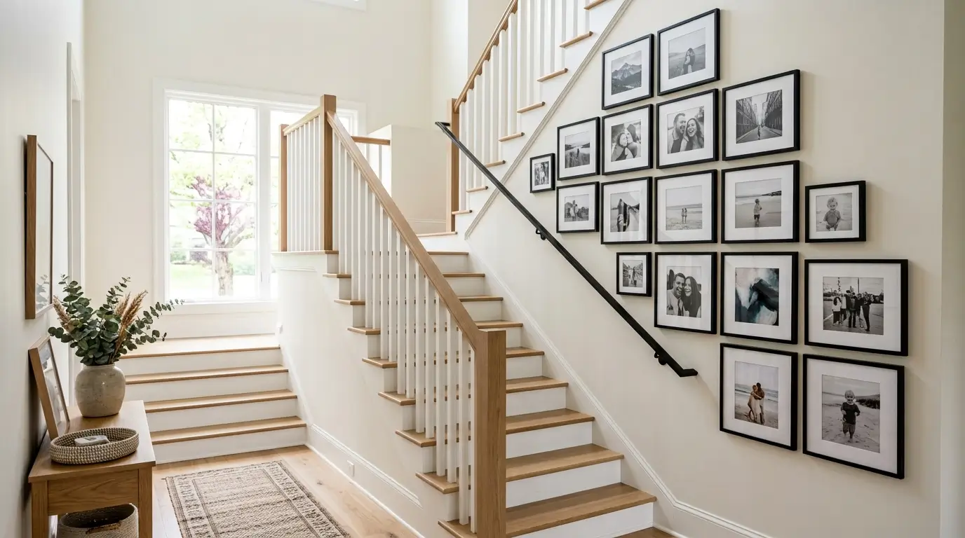 Staircase with framed photos wall 20260910164023