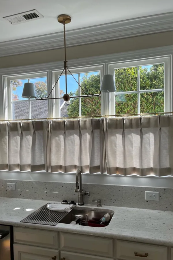 Cream Linen Cafe Curtains for a Sunny Kitchen Window