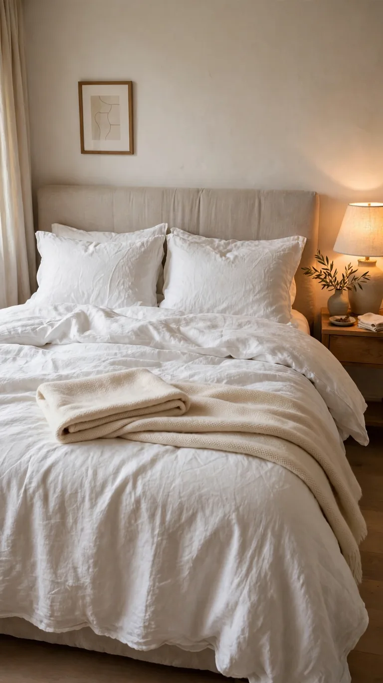 19 Relaxing Grown-Woman Bedroom Ideas for a Cozy Retreat 2 Crisp Linen Bedding in Warm White