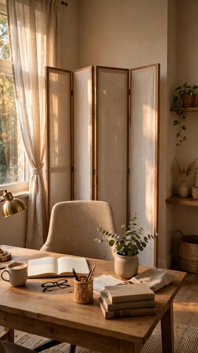 Freestanding Folding Screen Behind Your Desk