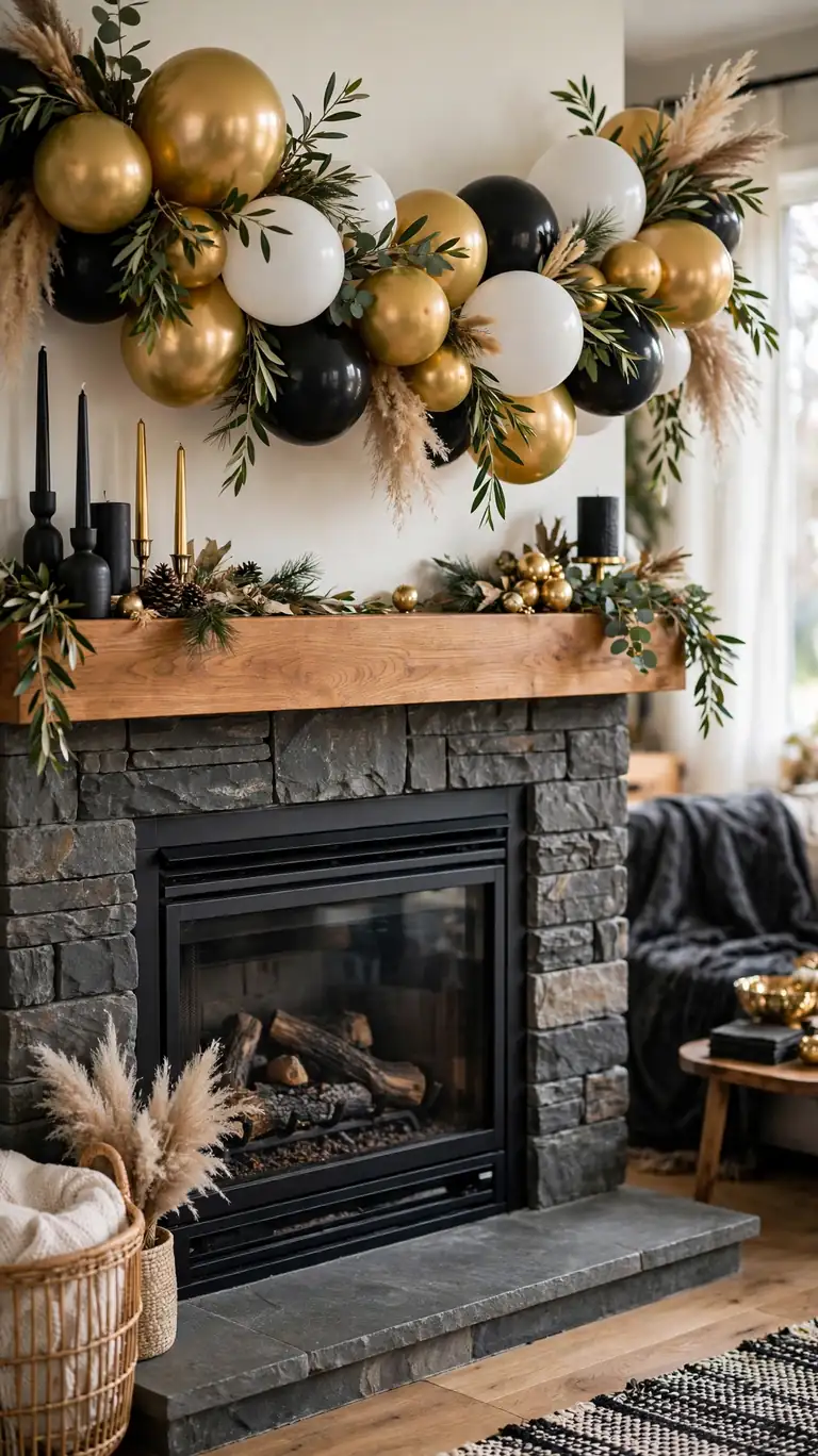 18 Stunning New Year's Eve Decor Ideas for a Sparkling Night 3 Build a Balloon Garland