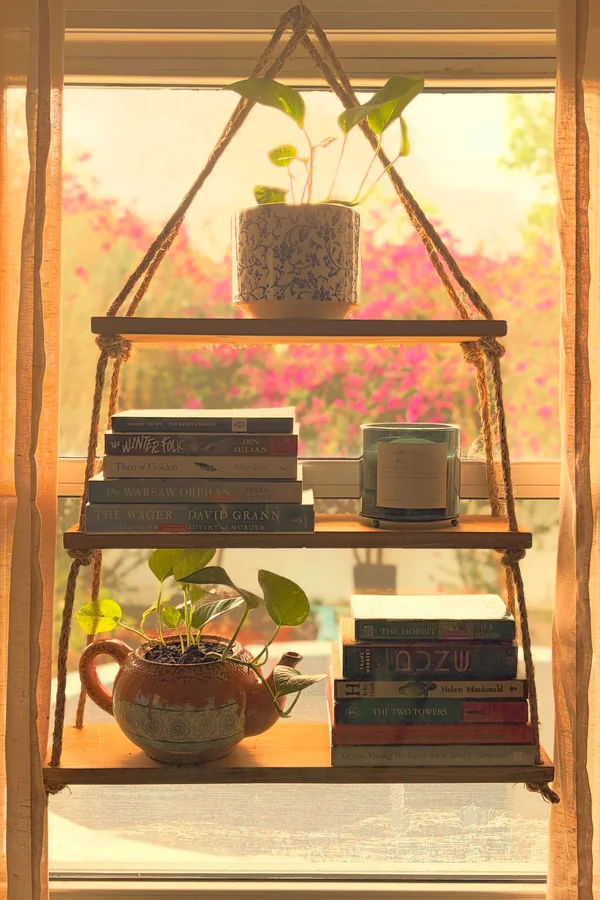 25 Creative DIY Shelf Ideas to Add Style and Storage to Your Home 3 Hang Rope Swing Shelves Near a Window