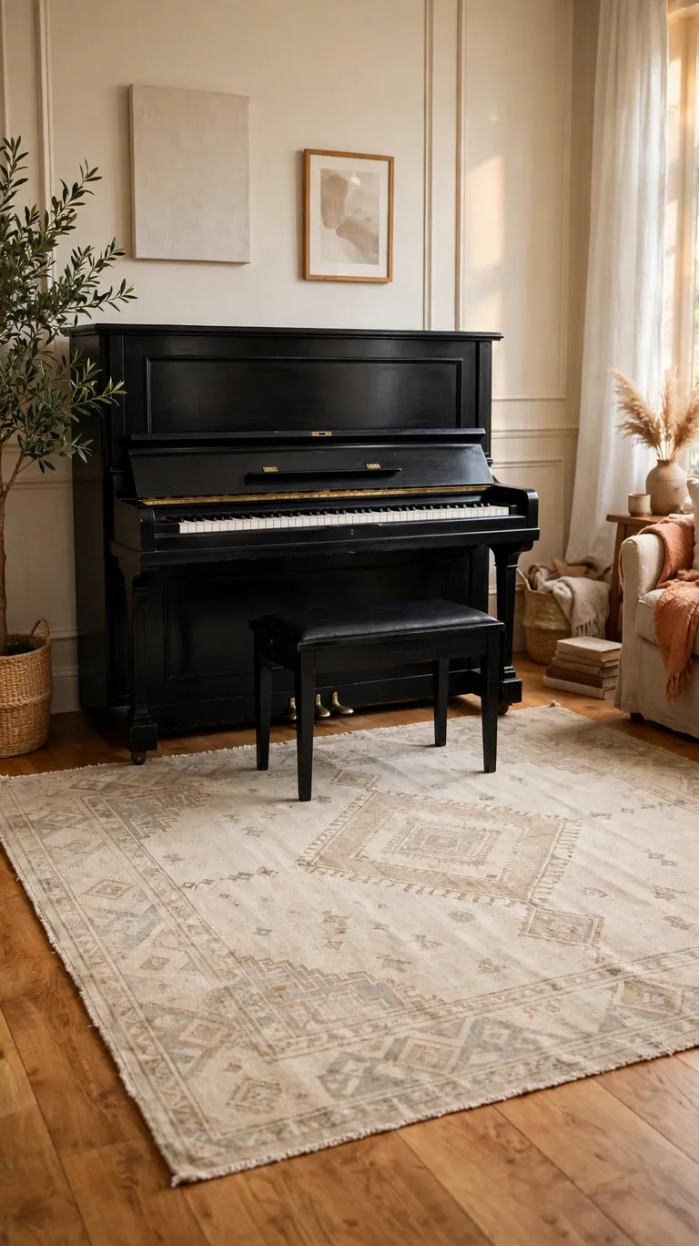 Layer a Rug Under the Piano and Bench