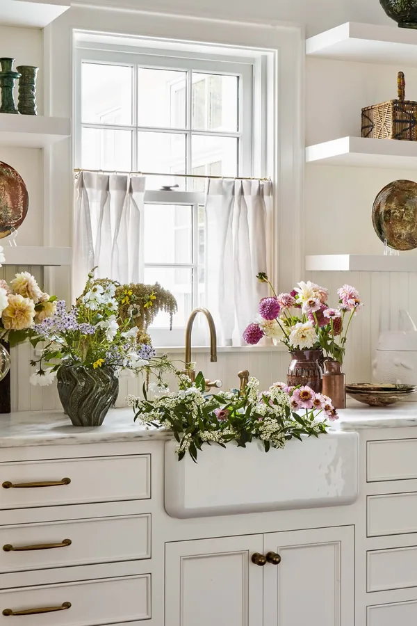 White Cotton Half Curtains With a Simple Rod Pocket