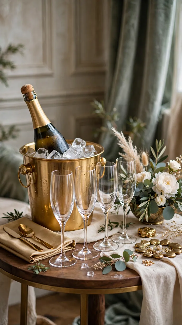 18 Stunning New Year's Eve Decor Ideas for a Sparkling Night 4 Set Up a Champagne Station