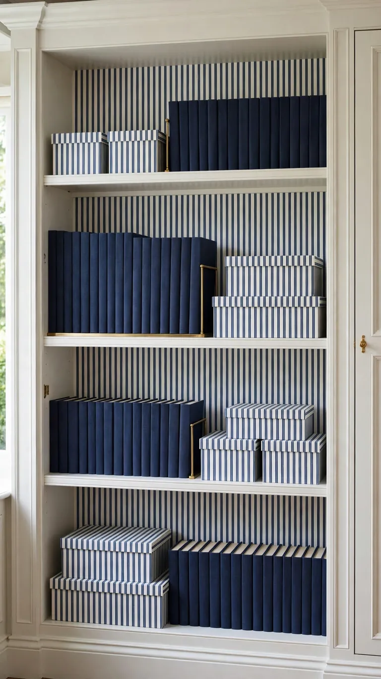 Classic Stripes to Make Low Shelves Look Taller