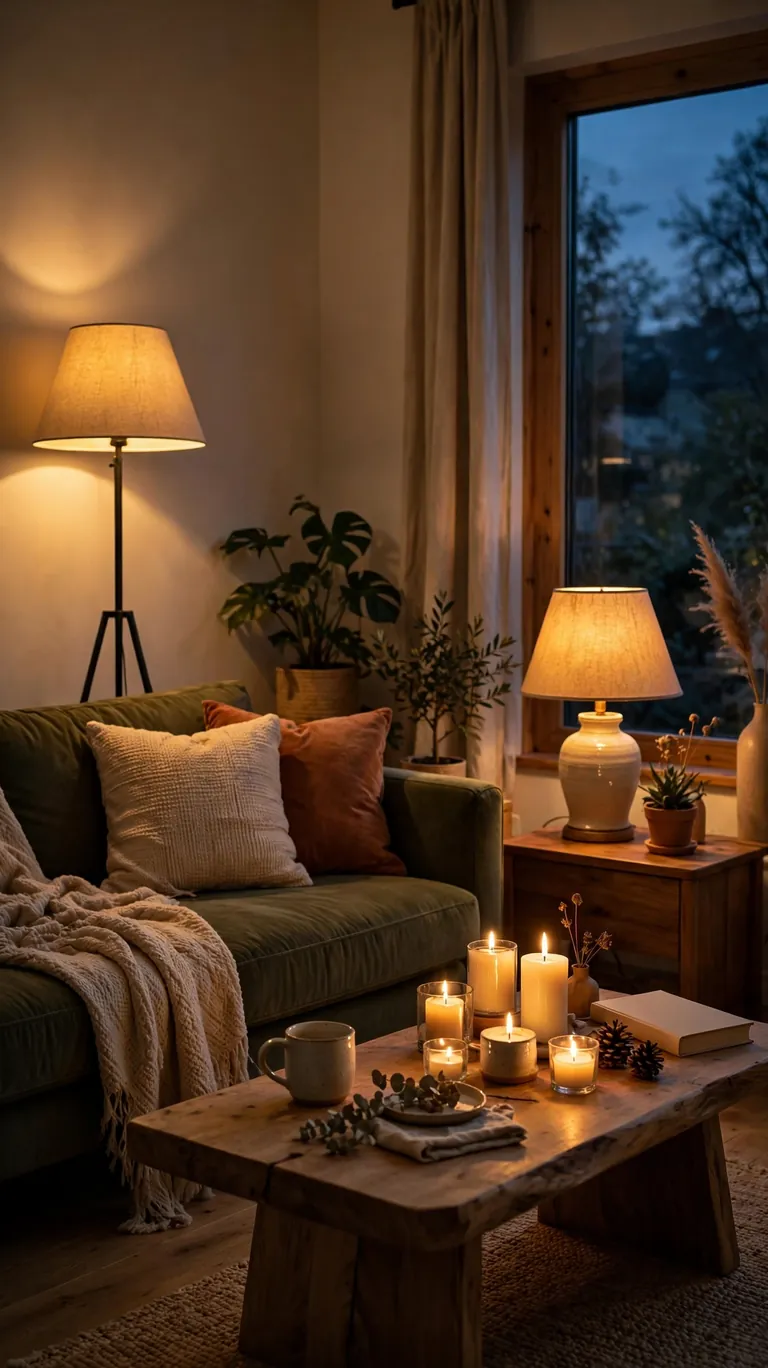 20 Warm Fall Living Room Decor Ideas for Cozy Nights In 4 Layer Lighting Instead of One Overhead