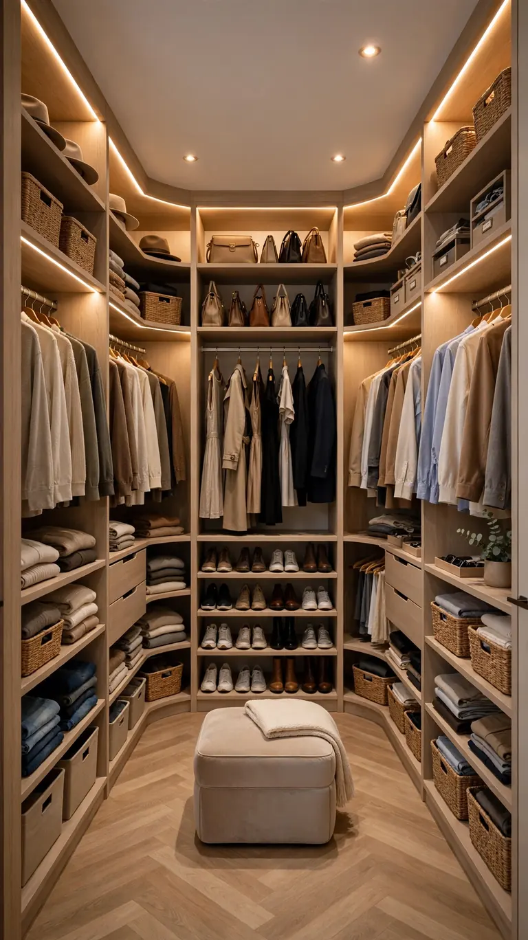 26 Smart Walk-In Closet Layout Ideas That Maximize Every Inch 4 The U-Shaped Full Walk-In