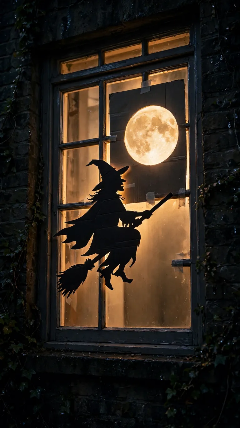 Haunted Window Silhouette Scene