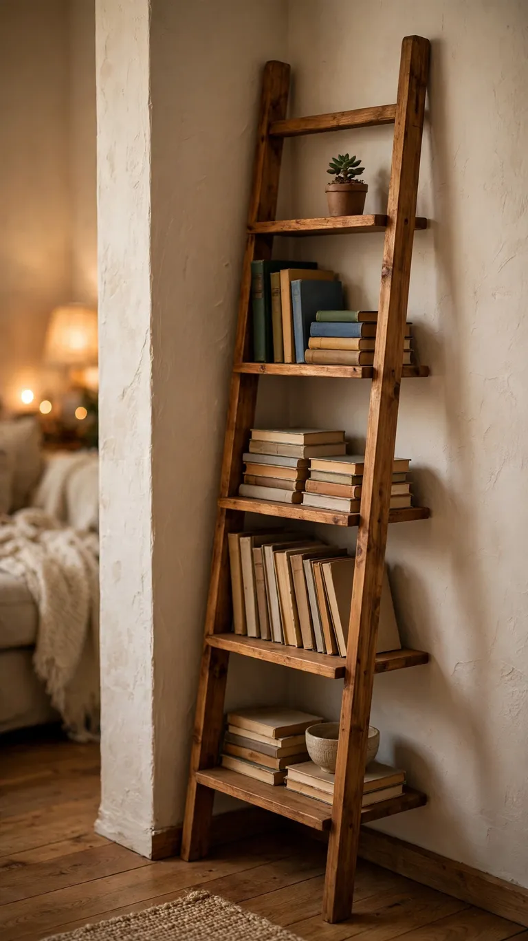 Use a Ladder Shelf for Narrow Corners