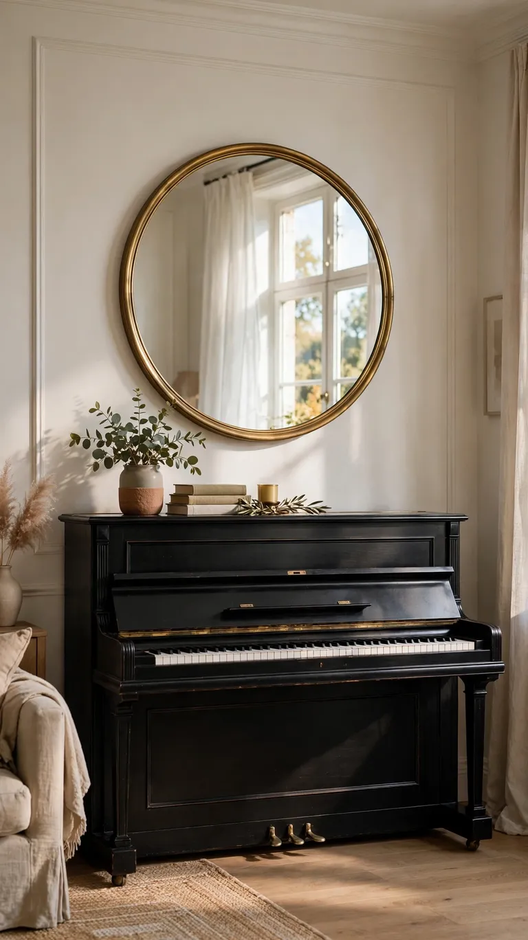 Hang a Statement Mirror Above the Piano