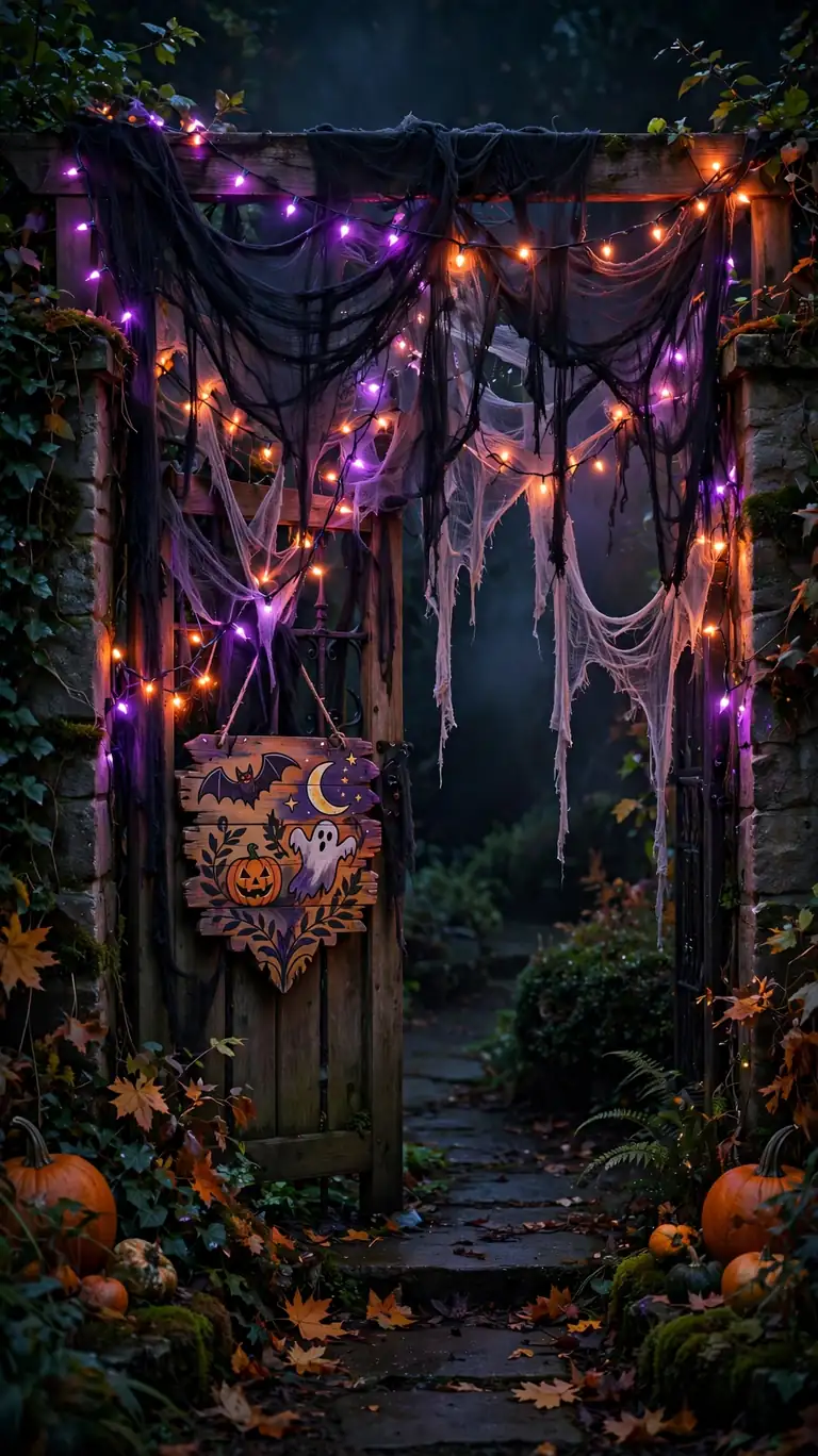 Create a Spooky Entry Gate with Draped Fabric