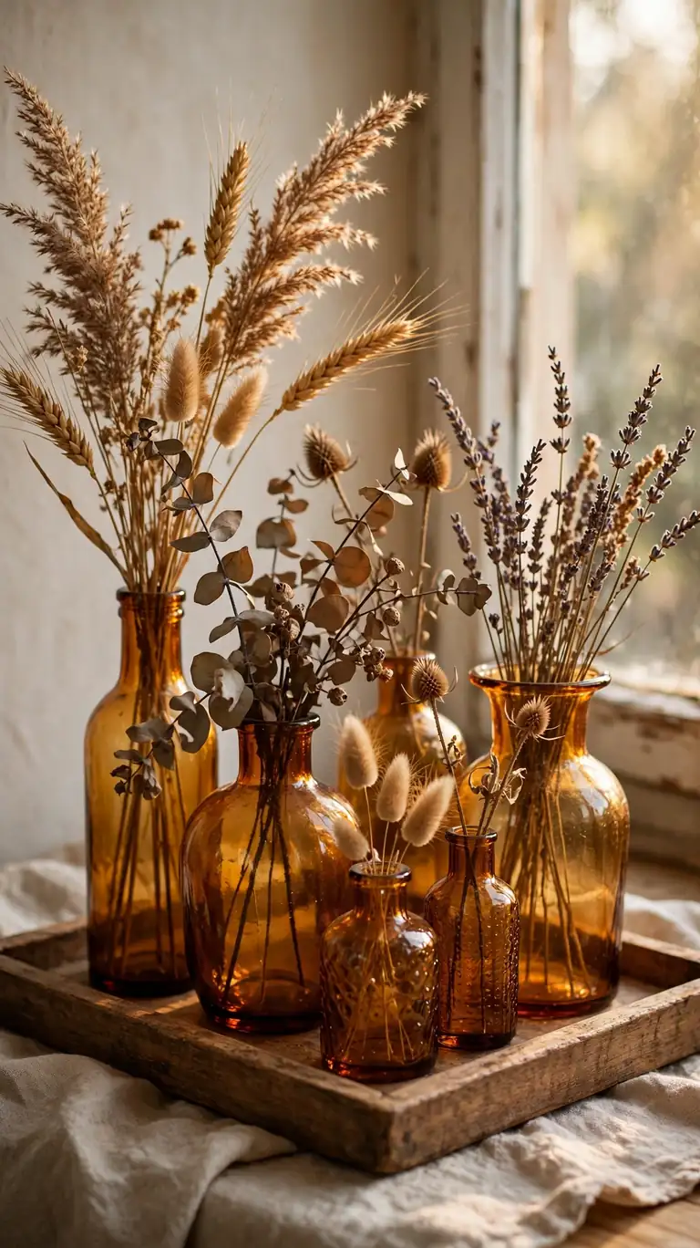 25 Stylish Halloween Decor Ideas That Are Chic, Not Cheesy 6 Amber Glass Bottles and Vases