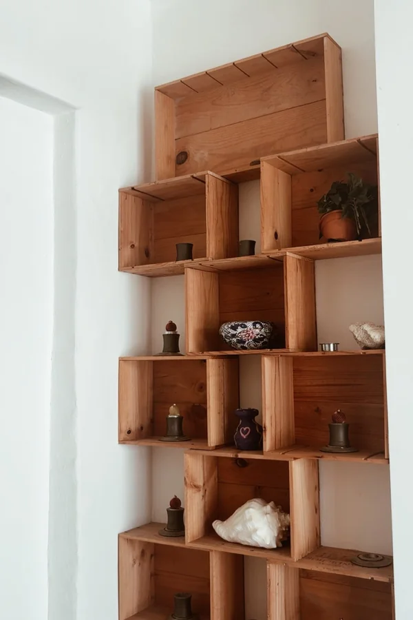 25 Creative DIY Shelf Ideas to Add Style and Storage to Your Home 7 Turn Wooden Crates Into a Stacked Shelf Unit