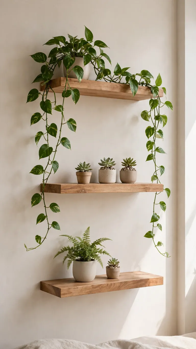 25 Indoor Plant Ideas to Bring Fresh Greenery Into Your Home 7 Floating Shelf Garden