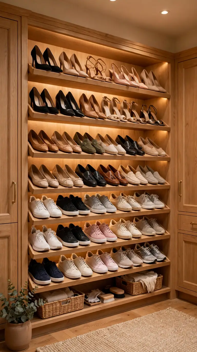 26 Smart Walk-In Closet Layout Ideas That Maximize Every Inch 8 A Dedicated Shoe Wall