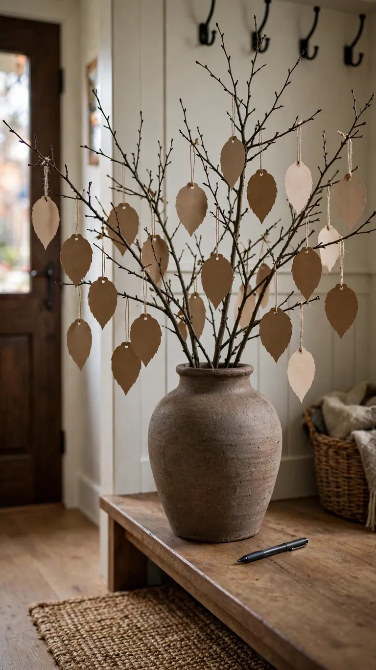 23 Beautiful Thanksgiving Decor Ideas for a Warm Holiday Home 8 Create a Gratitude Tree