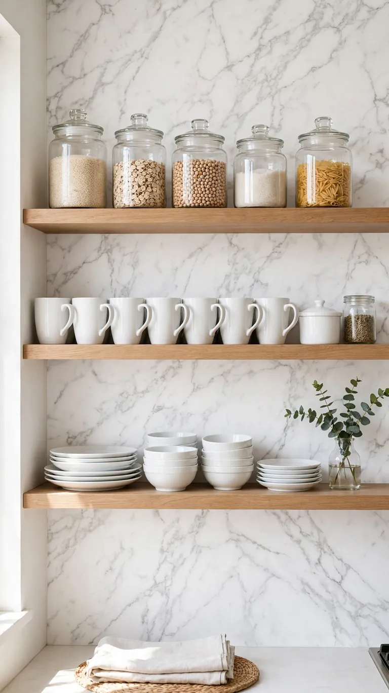 Marble Effect for an Upscale Kitchen Shelf
