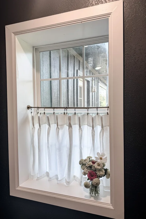 Plain White Cafe Curtains for a Private Bathroom Window