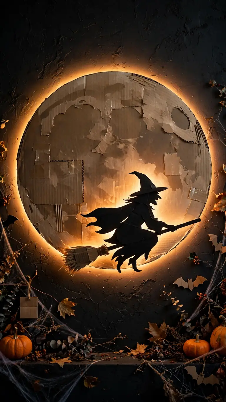 Witch on a Broom Silhouette