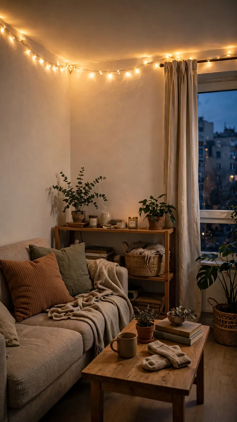 String Lights Along the Ceiling Edge