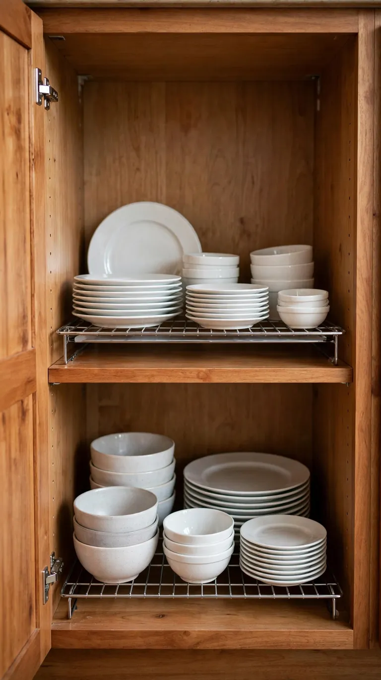 Add Shelf Risers Inside Cabinets
