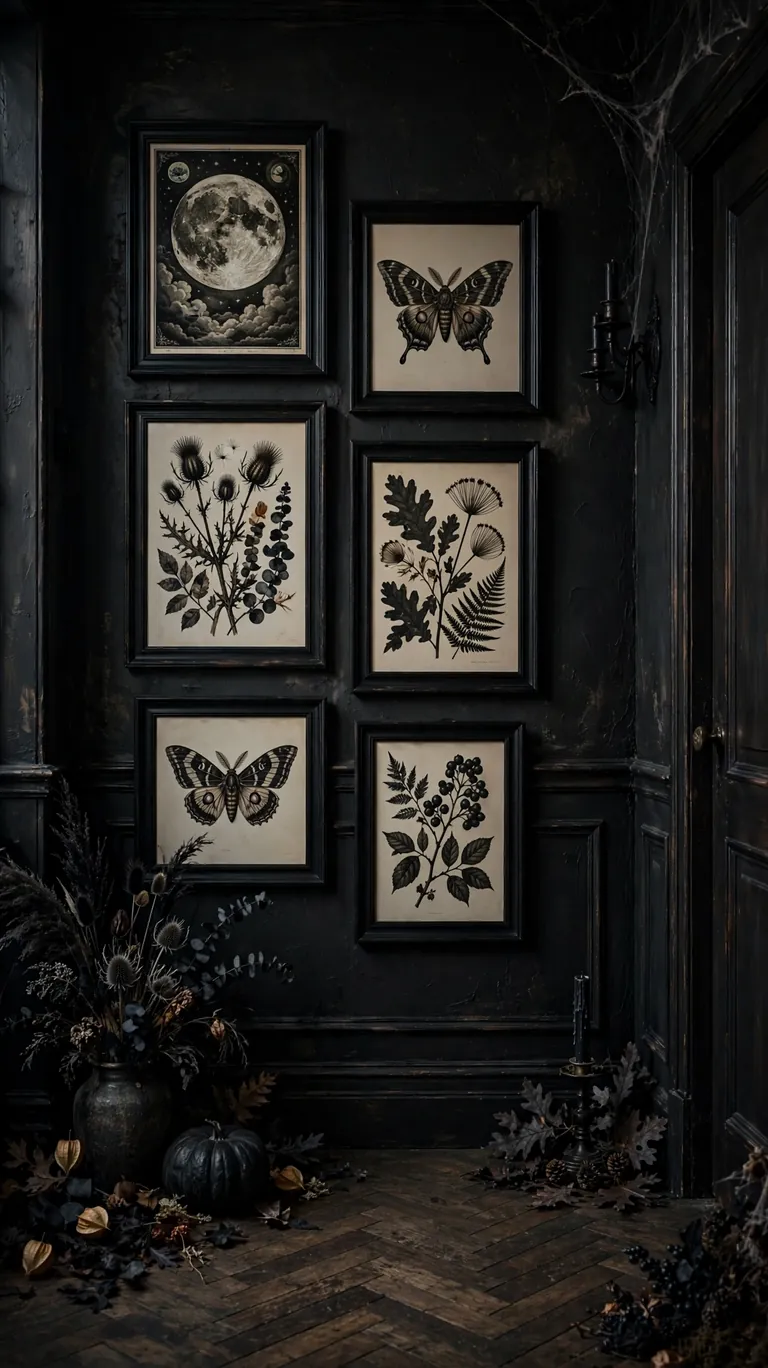 25 Stylish Halloween Decor Ideas That Are Chic, Not Cheesy 9 A Spooky Gallery Wall