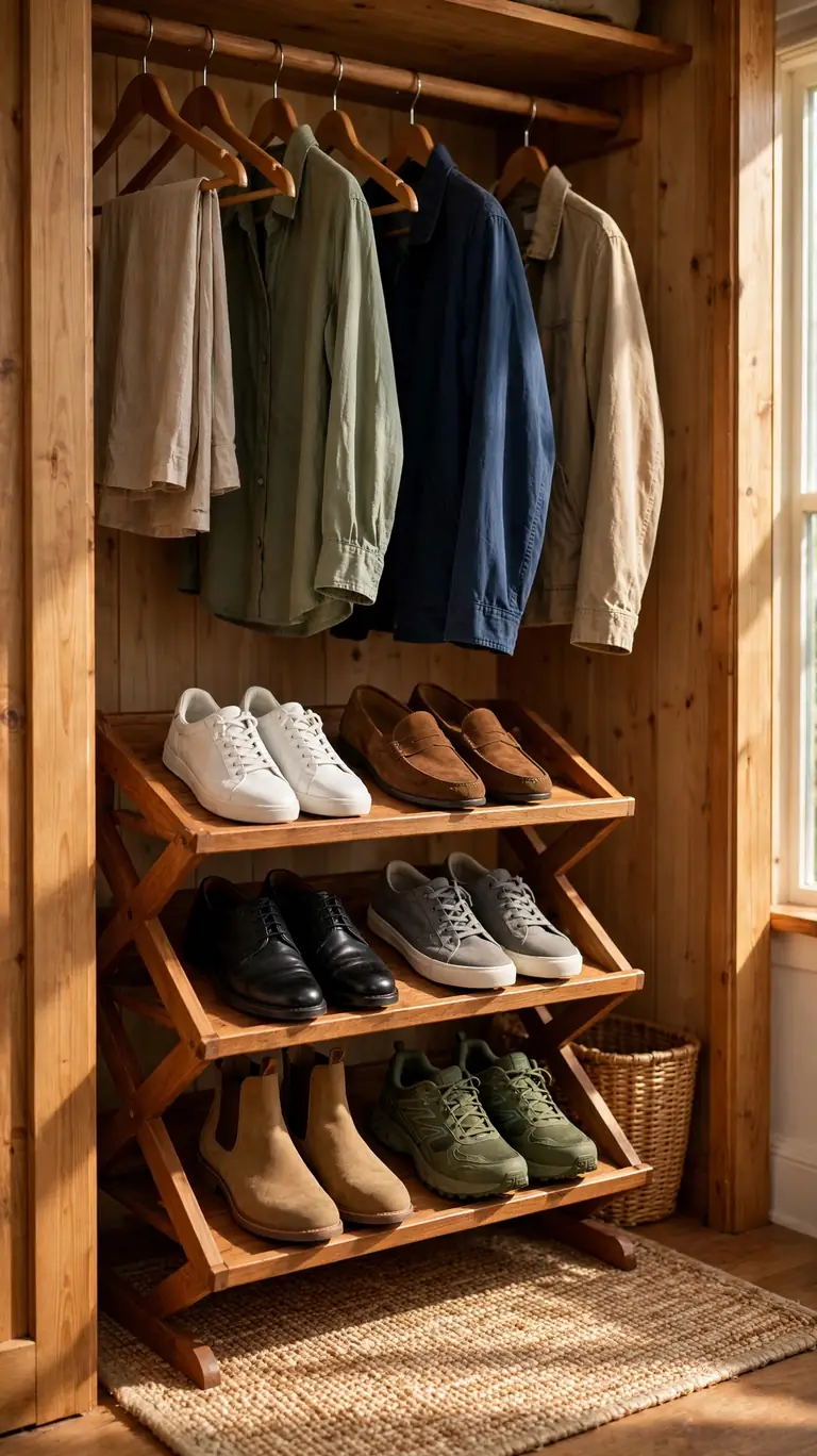 Store Shoes on a Tilted or Tiered Rack