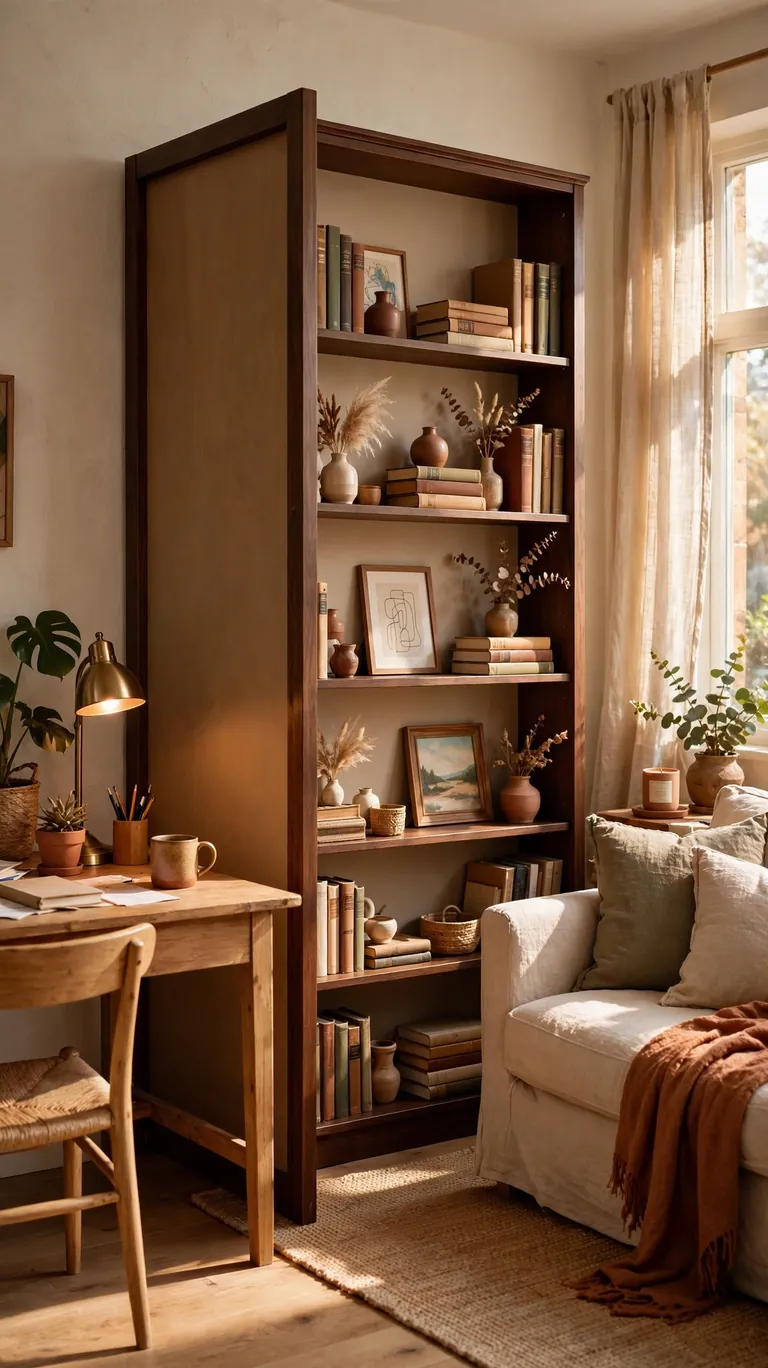 Closed-Back Bookcase Facing the Living Area