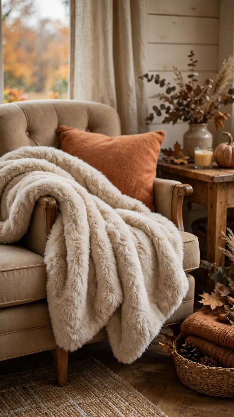 20 Warm Fall Living Room Decor Ideas for Cozy Nights In 10 Warm Up with a Faux Fur or Sherpa Throw