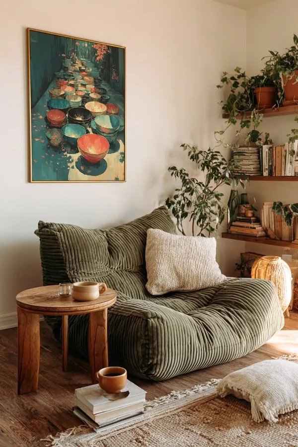 17 Empty Corner Living Room Ideas to Make Your Space Feel Complete 10 Build a Floor Cushion Corner for Extra Casual Seating
