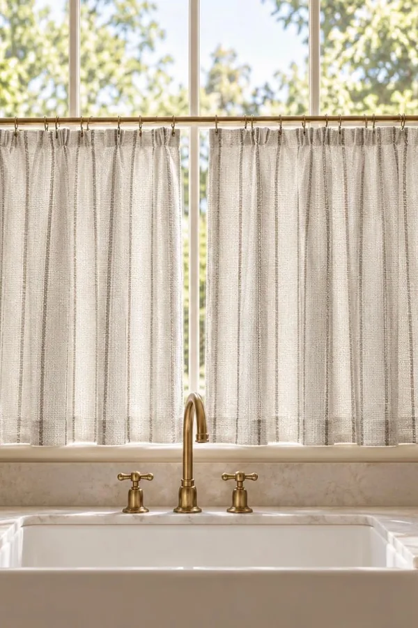 Striped Ticking Fabric Curtains for a Country Look