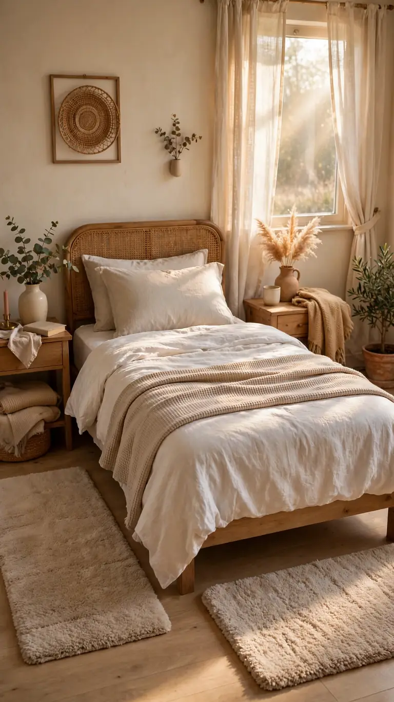 20 Cozy Guest Bedroom Ideas for Holiday Visitors 11 Add a Cozy Rug Beside the Bed