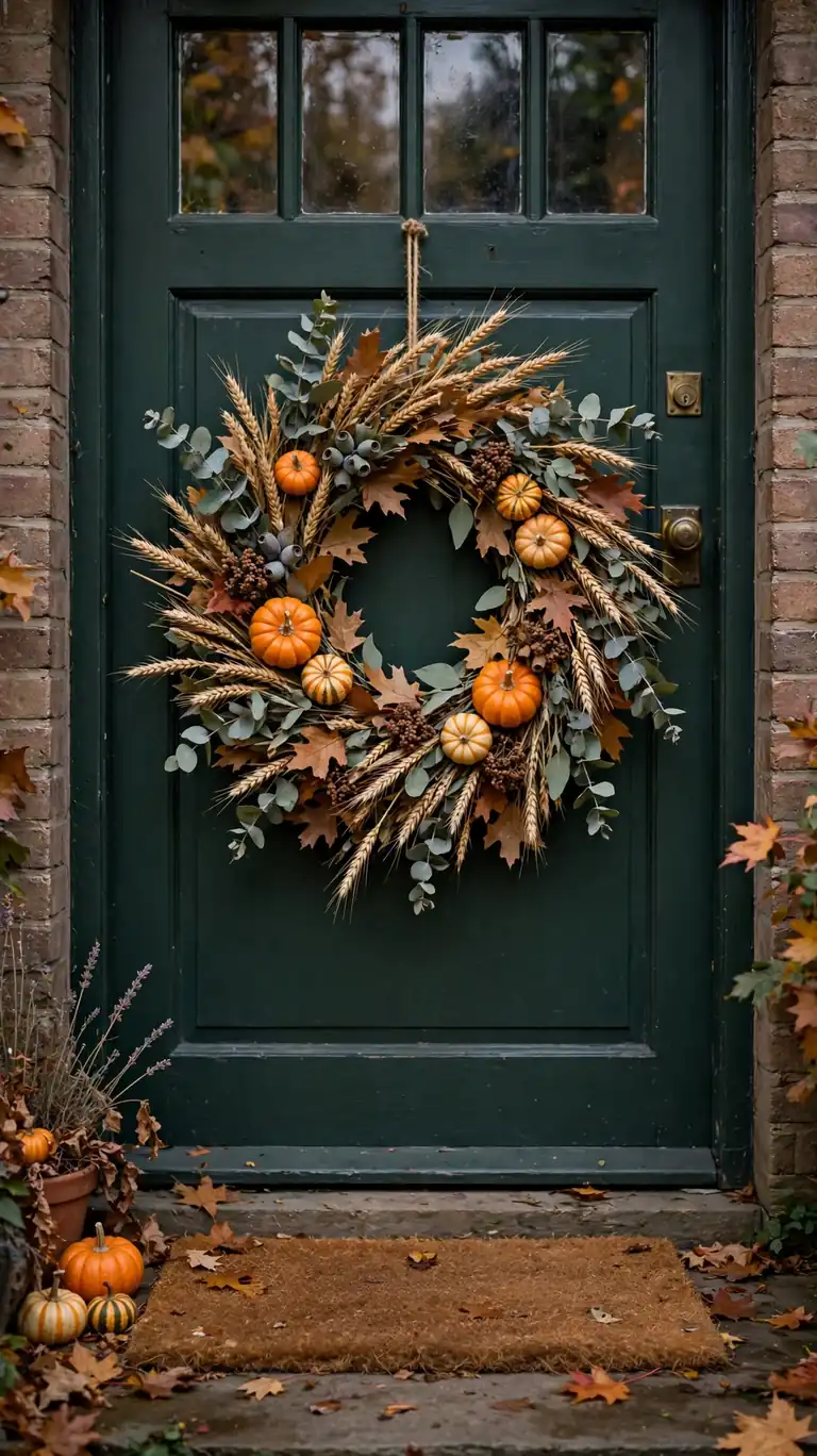 23 Beautiful Thanksgiving Decor Ideas for a Warm Holiday Home 11 Hang a Fall Wreath on the Door