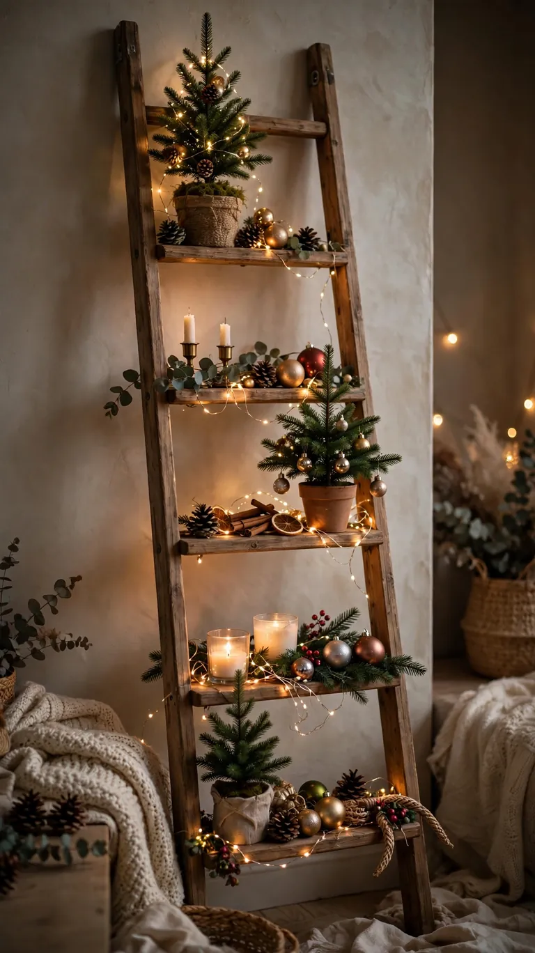 Turn a Ladder Shelf into a Christmas Display