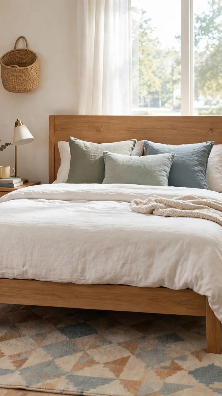 Teen bedroom with a patterned area rug anchoring the bed and nightstands.