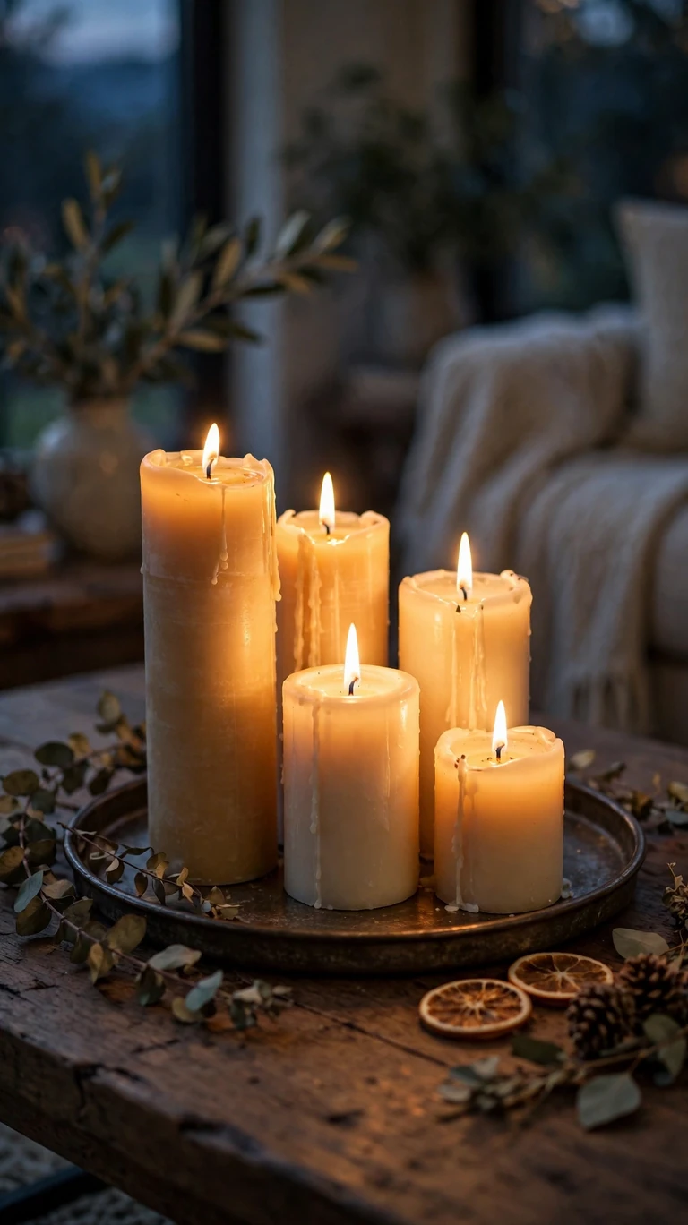 20 Warm Fall Living Room Decor Ideas for Cozy Nights In 12 Add Candle Clusters of Varying Heights