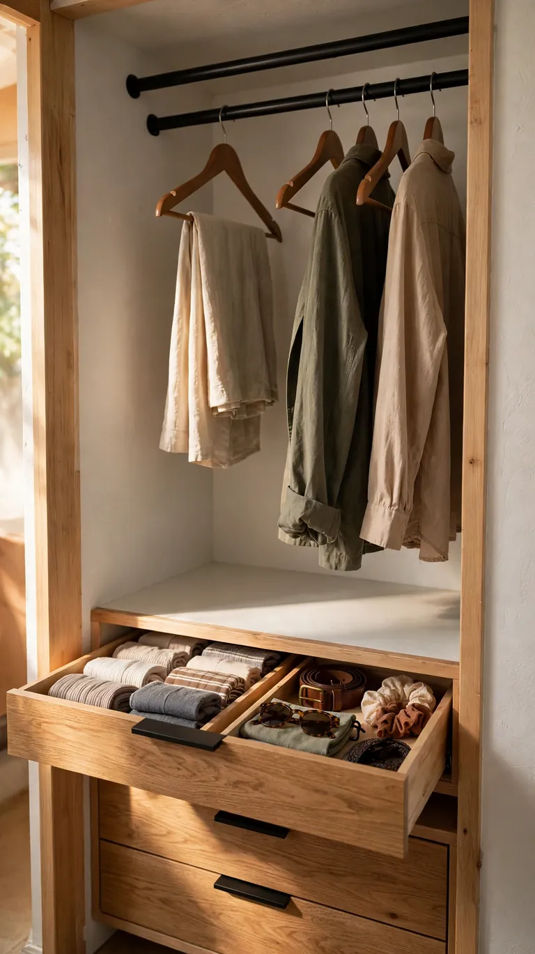Put Drawers Under the Hanging Clothes