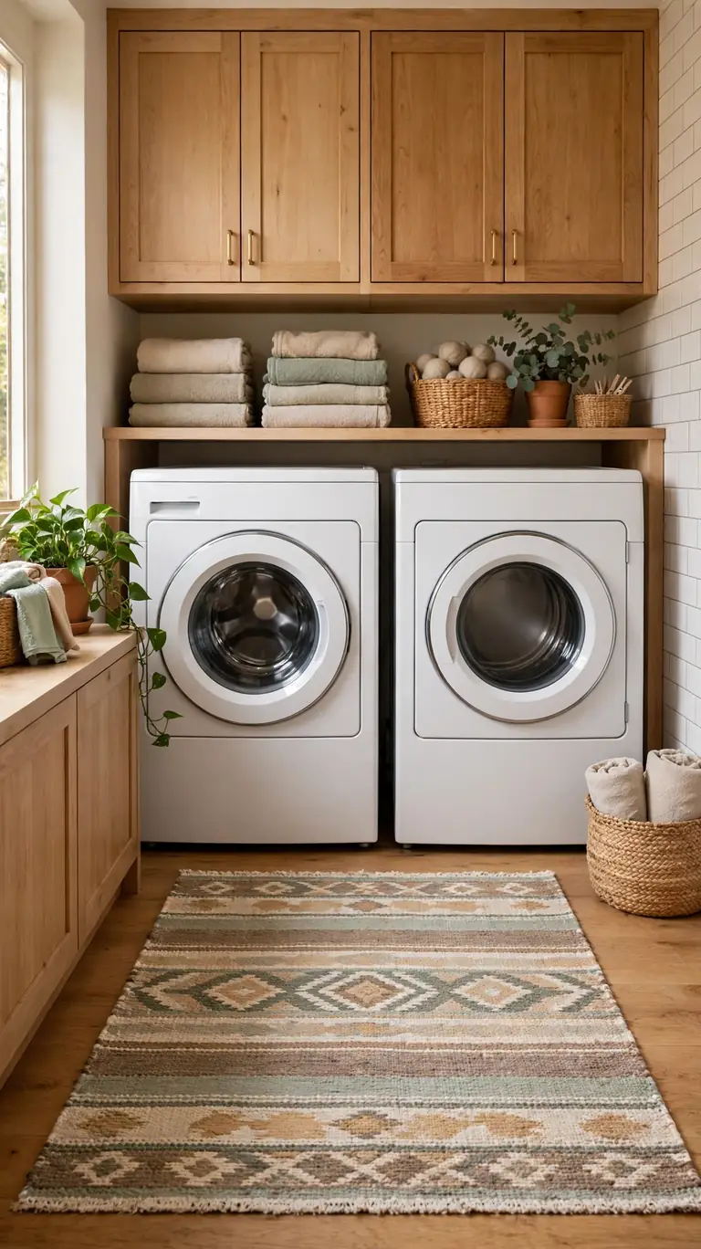 18 Small Laundry Room Ideas That Maximize Every Inch 13 Add a Small Rug or Runner