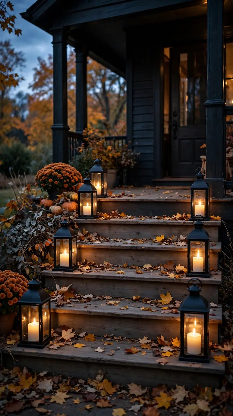 25 Stylish Halloween Decor Ideas That Are Chic, Not Cheesy 13 Lanterns Lining the Front Steps