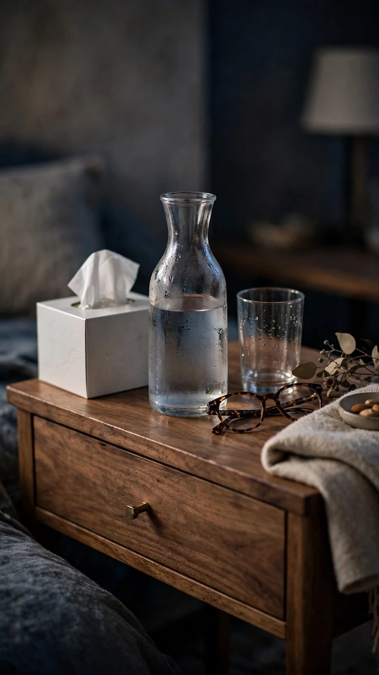 20 Cozy Guest Bedroom Ideas for Holiday Visitors 13 Keep Tissues and Water Within Reach