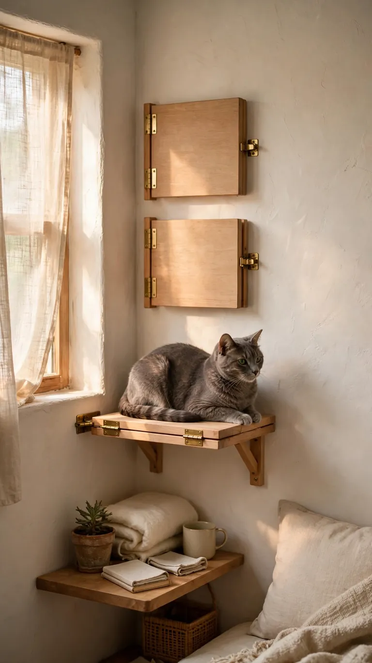 Fold-Down Perches for Tiny Rooms