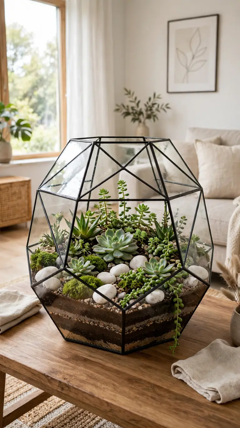25 Indoor Plant Ideas to Bring Fresh Greenery Into Your Home 14 Glass Terrarium Table